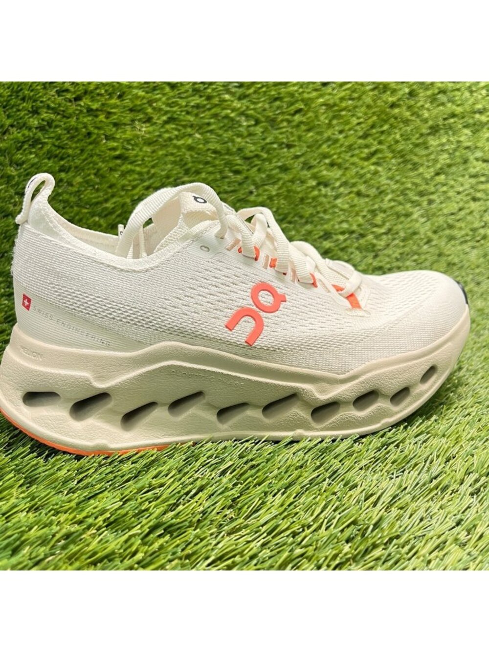On Cloudsurfer Max Womens Size 6 Ivory Orange Athletic Running Shoes Sneakers